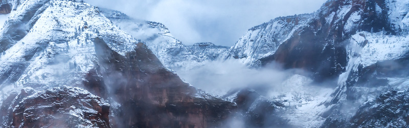 Snowstorm on Angels Landing, Zion Winter